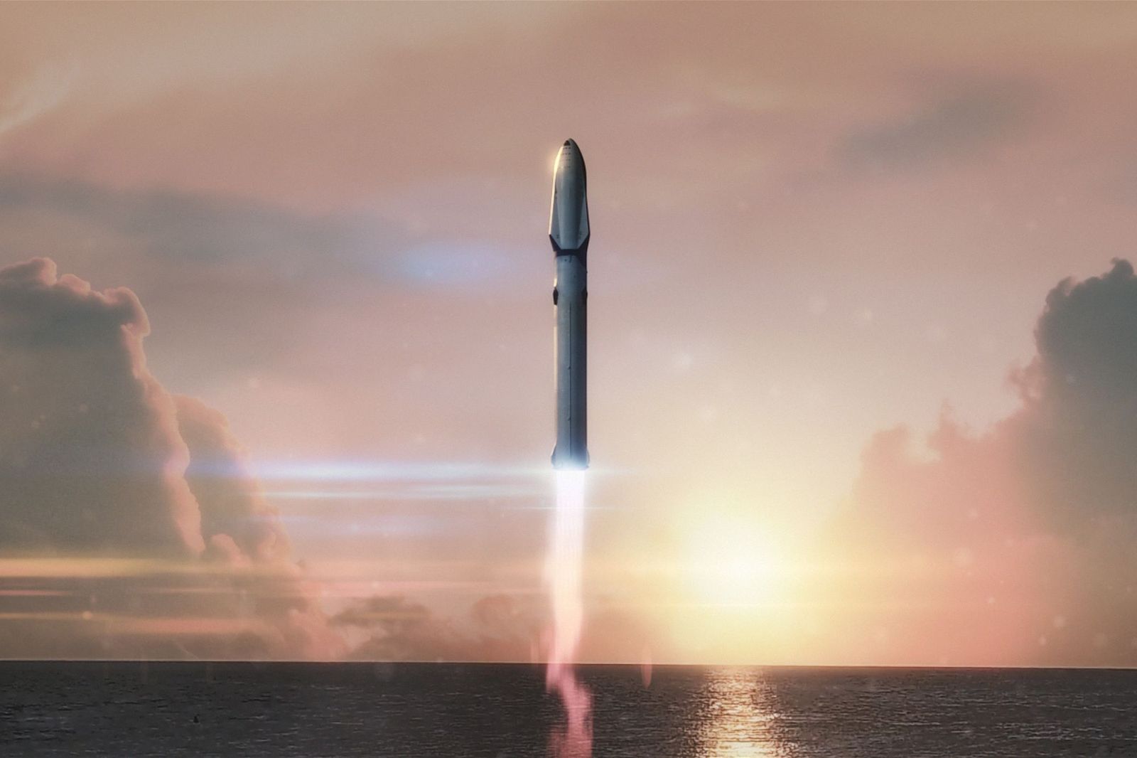 space landing sunset
